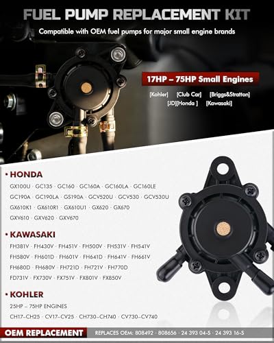 Fuel Pump Fits Kohler, Briggs & Stratton, John Deere, Kawasaki, Mikuni