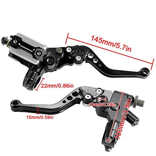 Universal Motorcycle 7/8" 22mm Handlebar Brake Master Cylinder Clutch Lever CNC Left & Right Set Compatible with Harley Honda Kawasaki Suzuki Yamaha（ Piston Diameter 12.7mm(Black) - color: Black