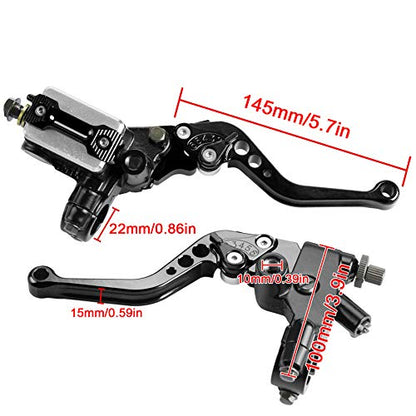 Universal Motorcycle 7/8" 22mm Handlebar Brake Master Cylinder Clutch Lever CNC Left & Right Set Compatible with Harley Honda Kawasaki Suzuki Yamaha（ Piston Diameter 12.7mm(Black) - color: Black