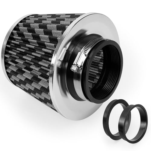 3" Cold Air Intake Filter with 65mm/2.55", 70mm/2.75" Reducer Ring Flange Diameter 3inch/76mm Air Intake Filter Kit - Silver - color: silver