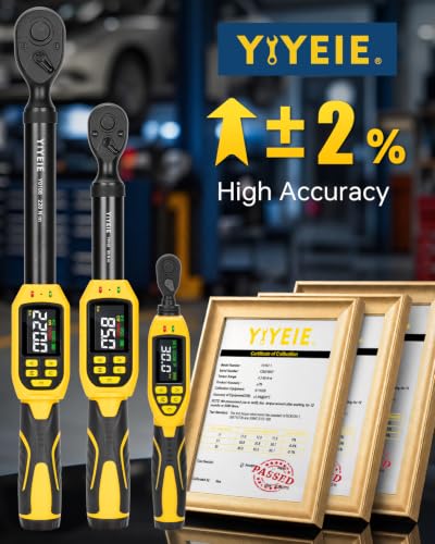 1/2", 3/8" &1/4" Digital Torque Wrench Set, 162Ft-lb, 62.5Ft-lb & 22.1Ft-lb - size: 1/2" & 3/8" & 1/4" 8 PC
