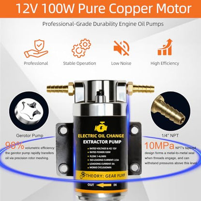 100W Electric Oil Change Extractor Pump, 1-4L/min Oil Transfer Pump for Engine/Transmission/Gear Oil Change, Compatible with Milwaukee M18 Battery(Oil Pump-B+Red Adapter) - color: Oil Pump-B+Red Adapter
