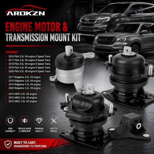 4Pcs Engine Motor Mount & Trans Mount Fit for Acura MDX 2014-2016;for Honda Pilot 6 Speed Trans 2016-2020 & Ridgeline 2017-2020 V6 3.5L Replaces A45002 50830TZ5A01 A45003 A65093 A65094 - size: Acura MDX 2014-2016 Honda Pilot 2016-2020