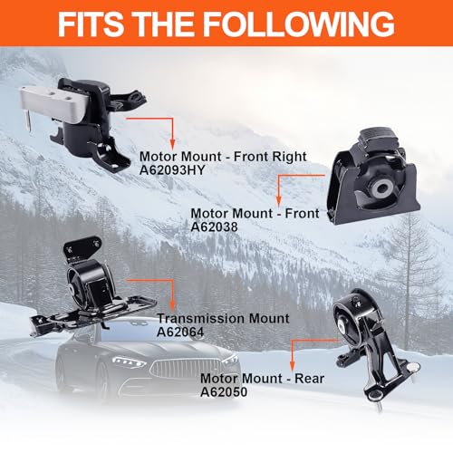 Engine Motor Mount Set & Trans Mount Compatible with 2009-2012 Toyota RAV4 L4 2.5L, 4PCS, Replacement for A62038 A62050 A62093HY A62064 - size: Rav4 L4 09-12