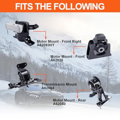 Engine Motor Mount Set & Trans Mount Compatible with 2009-2012 Toyota RAV4 L4 2.5L, 4PCS, Replacement for A62038 A62050 A62093HY A62064 - size: Rav4 L4 09-12