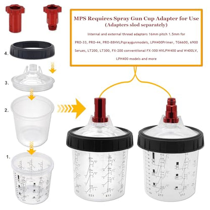 Disposable Paint Cup 20 Ounce (600 ml) Kit - 20 Paint Mixing Cups Liner, 20 Filter Lids, 2 Spray Gun Adapters, 5 Sealing Plugs, 1 Hard Cup，1 Sealing Ring, 1 Stirrer, for Car & DIY Painting