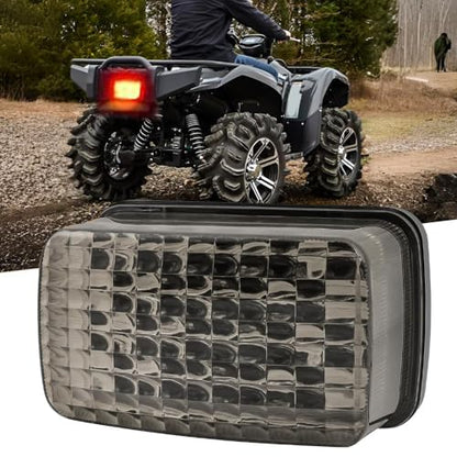 DREAMIZER LED Tail Light ATV OEM Taillight w/Running Brake Light Compatible with Yamaha Big Bear Bruin Rhino Kodiak Grizzly Wolverine Viking - color: Smoke Black lens