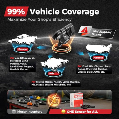 Autel TPMS Sensor 1-Sensor, MX-Sensor 315+433MHz Rubber Valve Programmable