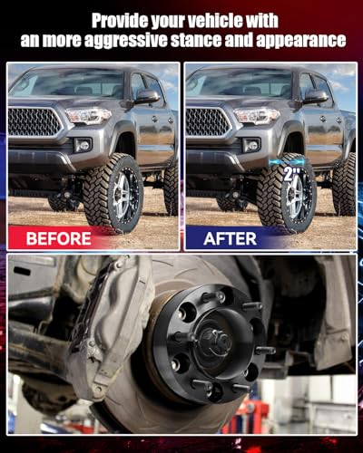 FLYCLE 6x5.5 Hubcentric Wheel Spacers 2 inch for 1995-2023 Tacoma 1989-2024 4Runner, 6x139.7mm Wheel Spacer with 12x1.5 Studs 106mm Bore for Tundra FJ Cruiser Fortuner Sequoia GX460 GX470 - size: 2 Inch