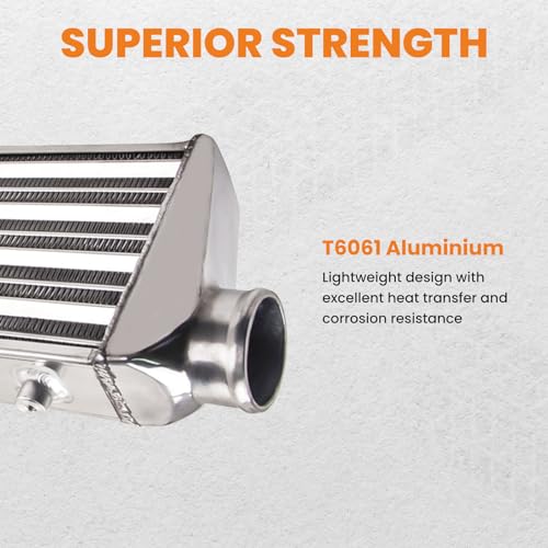 maXpeedingrods Universal Front Mount Intercooler 27" X 7" x 2.5" Tube & Fin 2.5" Inlet & Outlet Aluminum, Silver
