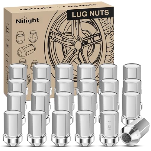 Nilight 24PCS M14x1.5 Lug Nut One-Piece Compatible with 2012-2024 RAM 1500 - color: Silver, size: 24PCS Chevy Silverado/GMC Sierra 1500 1999-2025