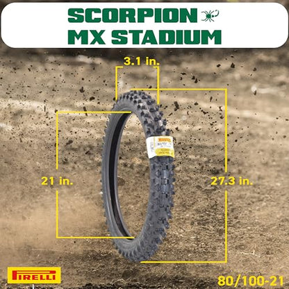 Pirelli Scorpion MX Mid-Soft Stadium Set: 80/100-21 Front & 120/90-19 Rear - size: 80/100-21 M/C 51M, 120/90-19 NHS 66M