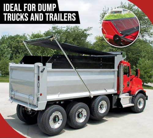Mytee Products 7' x 16' Dump Truck Vinyl Coated Mesh Tarps Cover with 5 Inch 18oz Double Pocket - size: 7 ft x 16 ft