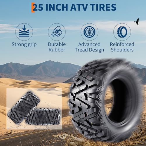 GarveeTech Set of 2-25x10x12 ATV UTV Tires - size: 25x10-12, style: Pattern 518