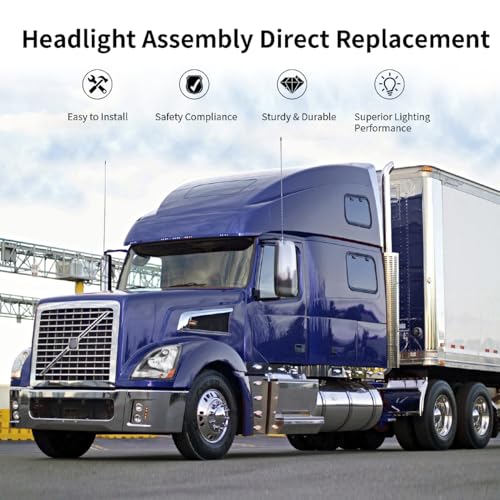 Semi Trucks Headlight Pair Compatible with 2004-2017 VOLVO VNL (Including All Bulbs),VNL Headlamp White Assembly - color: White, size: pair set