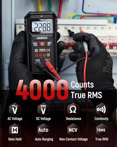 KAIWEETS Digital Multimeter TRMS 4000 Counts Auto Range Voltmeter for Car