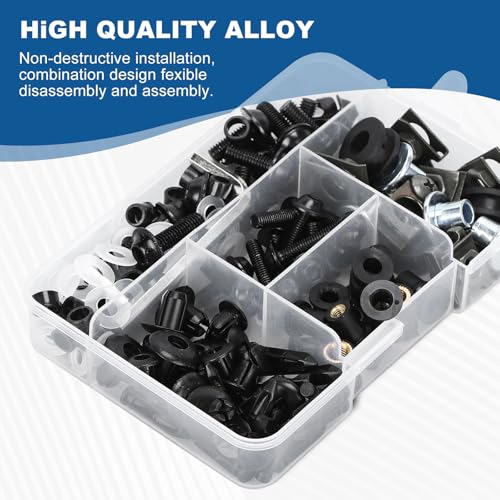 Motorcycle Fairing Bolt Kit, 188pcs M4 M5 M6 Universal Windscreen Screws Fasteners Compatible with Yamaha Honda Kawasaki Suzuki GSXR GSX1300R BMW Harley Davidson