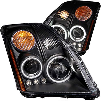 AnzoUSA 121276 Black Clear Projector Headlight with Amber Reflector for Nissan Sentra - (Sold in Pairs)