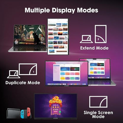 Kado 15.6-Inch 75Hz Portable Monitor, FHD 1080p USB-C mini-HDMI IPS Display - size: Kickstand