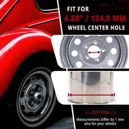 Rtrhinotuning Stainless Steel Push Through Center Caps 4.88" for Trailer Truck Rv Wheel Rims Chrome Trailer Hub Cap 4.76" Hight 4 PCS Wheel Center Caps - color: Chrome, size: 4.88" Center Hole, 4.76" Height