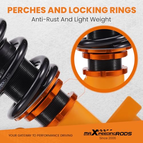 maXpeedingrods Coilovers for Mazda5 2006-2010, for Mazda 3 2004-2013, 24 Levels Damper Adjustable Coilovers Suspension Kit, Spring Shock Absorber Struts, Height Adjustable Lowering Kit, Gold