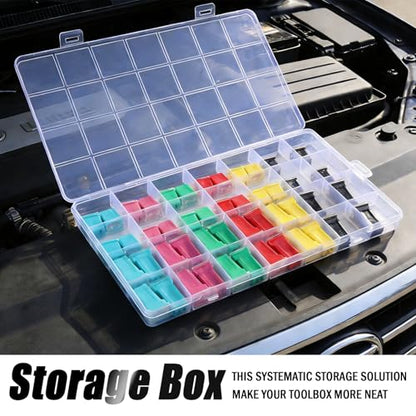 48PCS Tall & Low Profile Jcase Fuse Assortment Kit,Box Shaped Car Fuses Assortment Kit Includes 20A 30A 40A 50A 60A 80A,Professional Automotive Fuses Assortments Kits