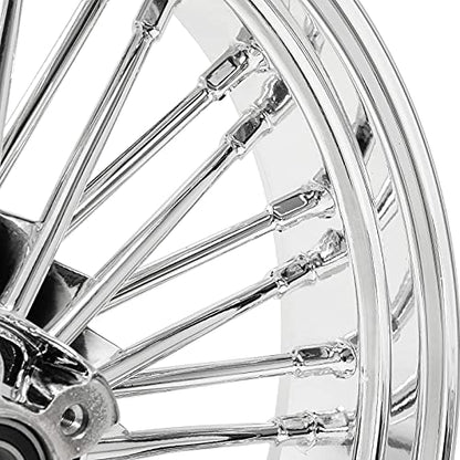 TOFR 18x3.5 18x3.5 Chrome Fat Spoke Wheels For Harley Softail Chopper 00-22 - color: Chrome, size: Front:18x3.5 Rear:18x3.5