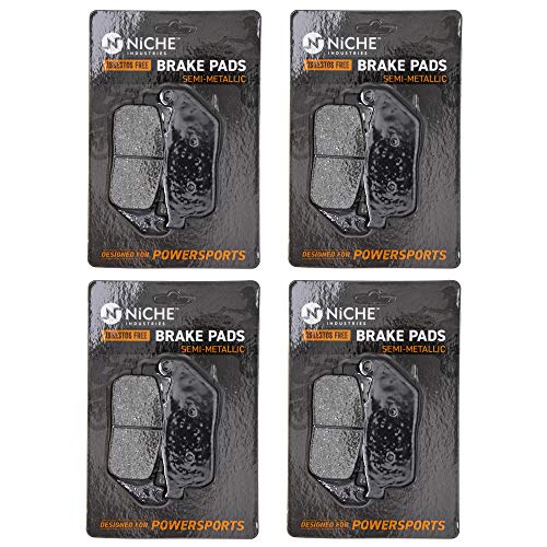 NICHE Front Brake Pad for Harley-Davidson 42831-04A Semi-Metallic 4 Pack - size: 4 Sets (4 Wheels)