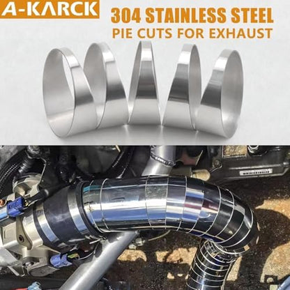 A-KARCK 304 Stainless Steel Pie Cuts, 3'' Exhaust Pipe with Laser Cut 5 Pcs（polishing） - size: 3.0inch