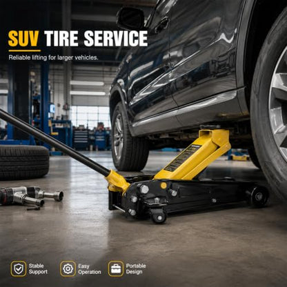 3 Ton Low Profile Hydraulic Floor Jack, Single Piston Heavy Duty Steel Car Jack, 6000LBS, Lift Range 5.3" to 18.5", for Sedan, SUV, MPV and Standard Pickup, Garage Tire Repair - size: 3T