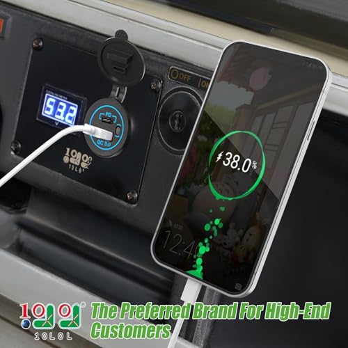 10L0L 12V/24V USB & Type-c Outlet Quick Charge 3.0 for Golf Cart UTV Boat - color: USB & Type-c