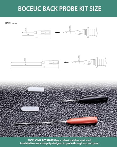 Electrical Back Probe Needles, 8pcs Back Probe Kit Automotive for Instrument Parts Accessories 2mm Socket Test Leads Diameter 0.7mm Pins Fine Tester Puncture