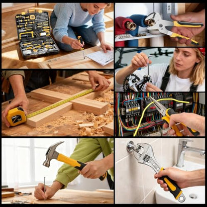 GRENPRO 218PCS Basic Auto Hand Tool Set Household Repair Tool Box Kit - style: Yellow Hand Tool Set 218PC