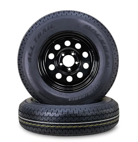 ROCKMAN Trailer Tire Wheel ST175/80R13 6-Ply C 91M 5X4.5" Black Mod Rim,Pk2 - size: ST175/80R13 6PR /5x4.5