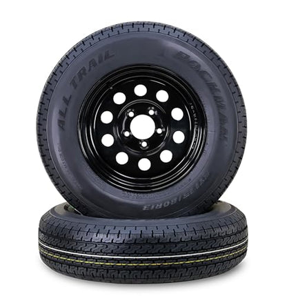 ROCKMAN Trailer Tire Wheel ST175/80R13 6-Ply C 91M 5X4.5" Black Mod Rim,Pk2 - size: ST175/80R13 6PR /5x4.5