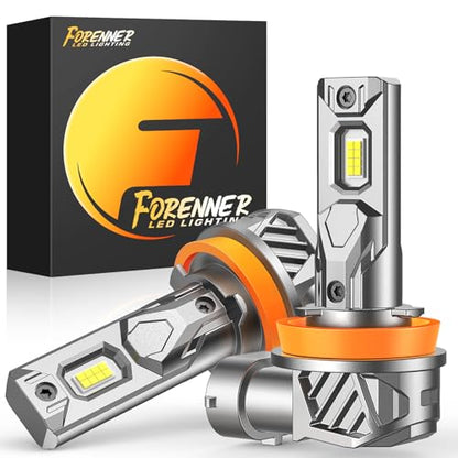 FORENNER Upgraded H11 Light Bulbs, 36000LM 900% Ultra Brightness, 6500K Cool White H9 H8 H16 Accessory Light Kits, 1:1 Mini Size, 10-Year Lifespan, Play-N-Plug, Pack of 2 - size: H11