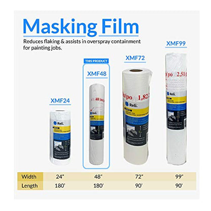 Reli. Masking Film 1 Roll | 180' x 48" | Pre-Folded Plastic