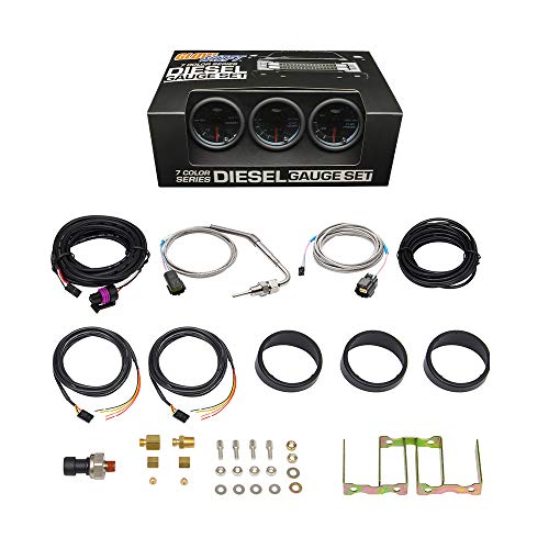 GlowShift Tinted 7 Color 3-Gauge Diesel Truck Set, 2-1/16" 52mm