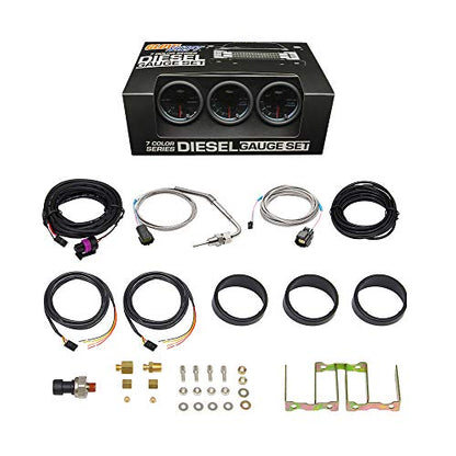 GlowShift Tinted 7 Color 3-Gauge Diesel Truck Set, 2-1/16" 52mm