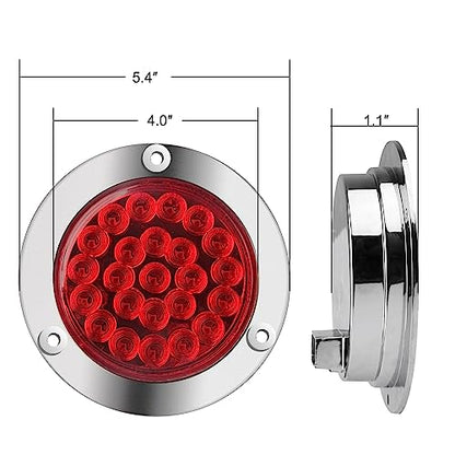 4" Inch Round Led Trailer Tail Lights Back-up Reverse 24 LED Flange Mount