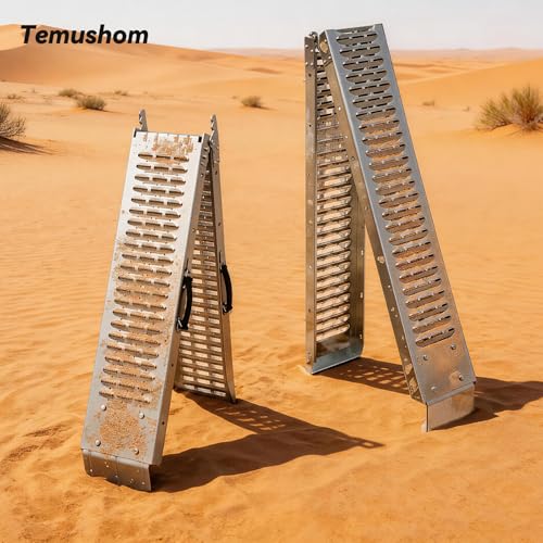 Temushom 83" Folding Truck Ramps, 1000 Lbs Capacity, 2 Pcs - size: Silver-83'' L-Usable Height: under 30''