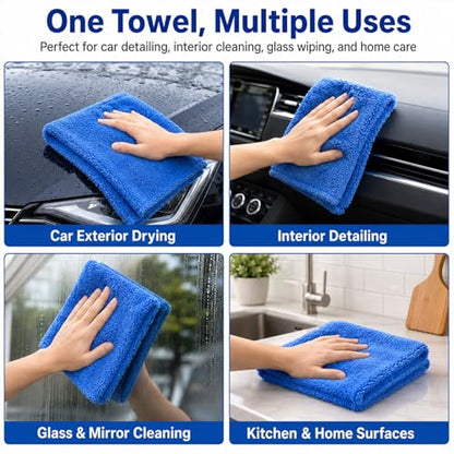 Shimeyao 30 Pcs 16 x 16 Inch Microfiber Car Towels, 500 GSM Edgeless Plush - color: Dark Blue, size: 16 x 16 Inch
