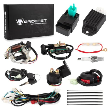 Complete Electrics Wiring Harness Kit for 4 Stroke ATV KLX (50cc 70cc 110cc 125cc) Quad Dirt Bike Go Kart taotao Stator Coil CDI Solenoid Spark Plug