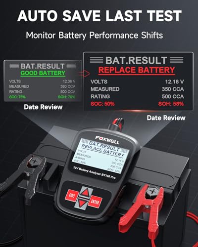 FOXWELL BT100 PRO Car Battery Tester, 12V, 100-1100 CCA Load Tester