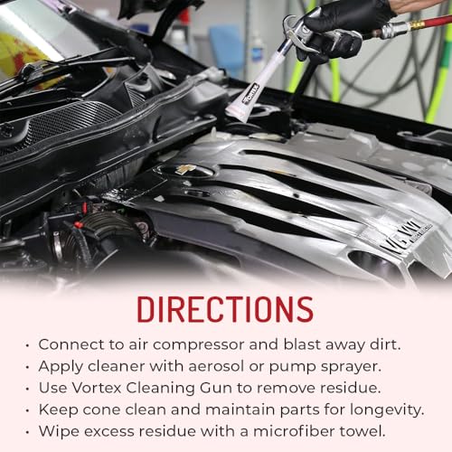 HI-TECH Vortex II Air Cleaning Gun – Pro Auto Detailing Tool for Deep Cleaning Interiors & Exteriors – Uses Air Compressor – Blasts Dust, Dirt & Grime Fast - size: V-200