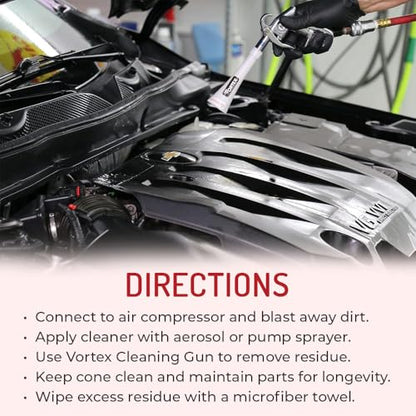 HI-TECH Vortex II Air Cleaning Gun – Pro Auto Detailing Tool for Deep Cleaning Interiors & Exteriors – Uses Air Compressor – Blasts Dust, Dirt & Grime Fast - size: V-200