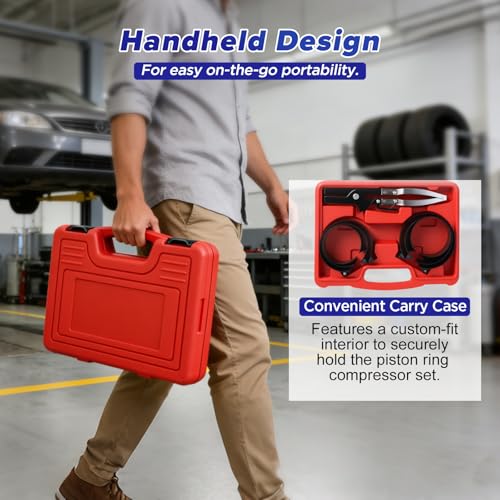 MRCARTOOL Piston Ring Compressor Tool 7Pcs with Plier,6 Rings 2-7/8"-4-5/8" - size: Premium 7-Piece Set