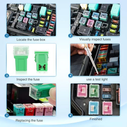 Nilight 30PCS Jcase Tall Low STD Profile Box Shaped Fuse Car Assortment Kit - color: 30PCS Jcase Box Fuses
