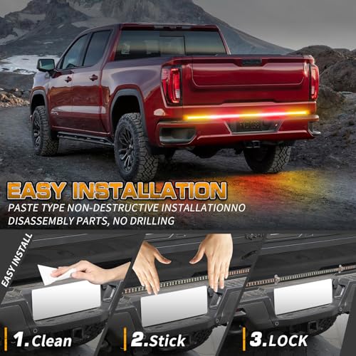 XRIDONSEN 60 inch Tailgate Strobe Lights Strip Red Amber Strobe Lights - color: Amber/Red