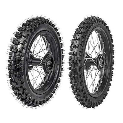 60/100-14 Front and 80/100-12 Rear Disc Brake Wheel Tires Rim With 12mm Bearing for Pit Dirt Bike